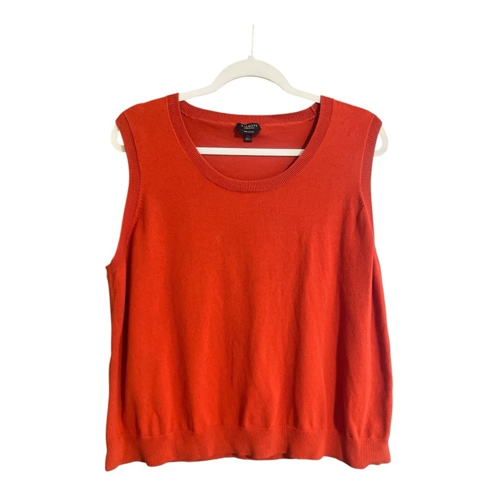 Talbots Pima Cotton Burnt Orange Sweater Vest Size 3XP Academia Preppy Old Money